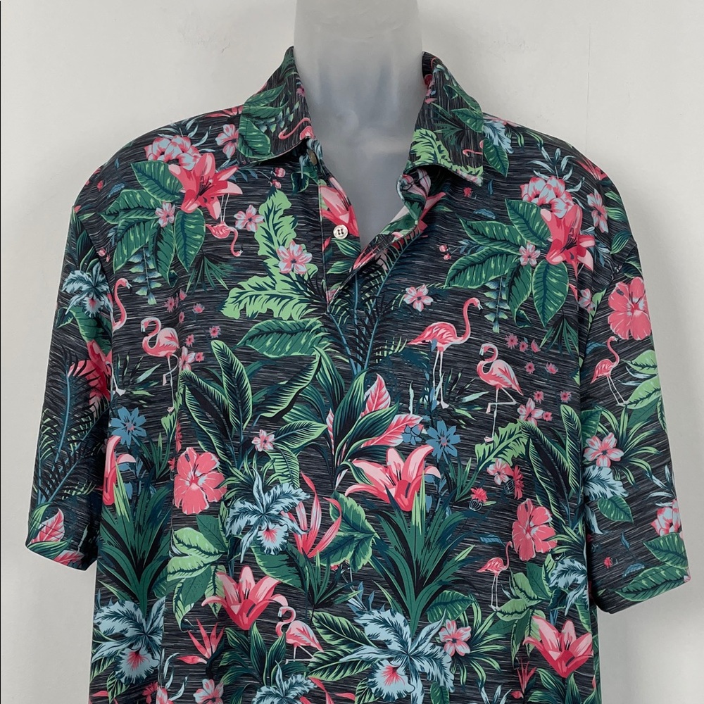 Chaps Everyday Performance Polo Resort Beach Floral Print Men's 2XL T Shirt - Picture 4 of 9